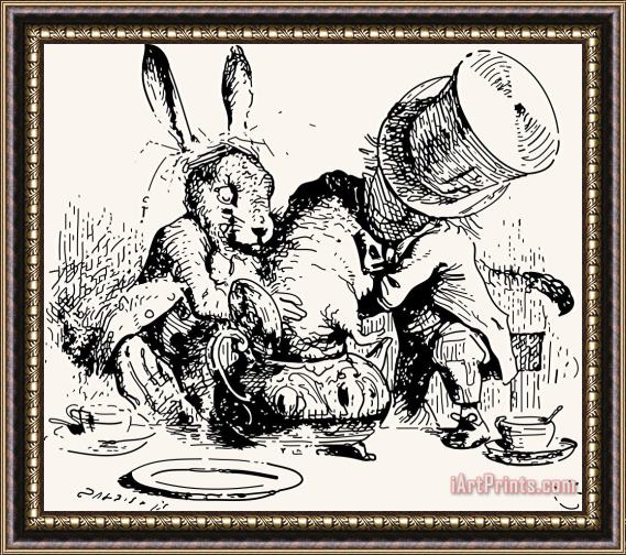 John Tenniel Dormouse In The Teapot Mad Tea Party Framed Painting