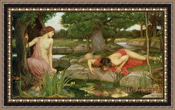 John William Waterhouse Echo and Narcissus Framed Painting