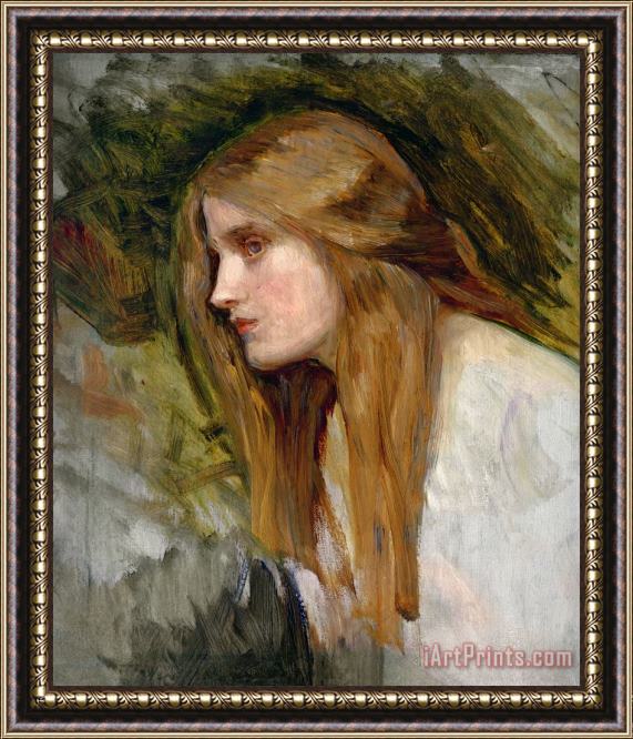 John William Waterhouse Head of a Girl Framed Painting