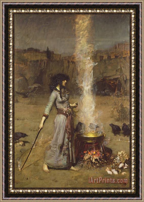 John William Waterhouse The Magic Circle Framed Painting