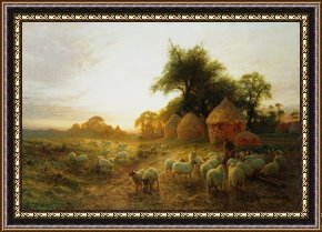Yellow Framed Paintings - Yon Yellow Sunset Dying in the West by Joseph Farquharson
