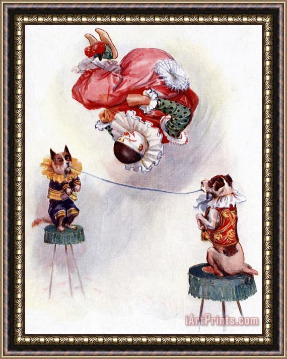 Joseph Finnemore Dog And Clown Circus Act Framed Painting