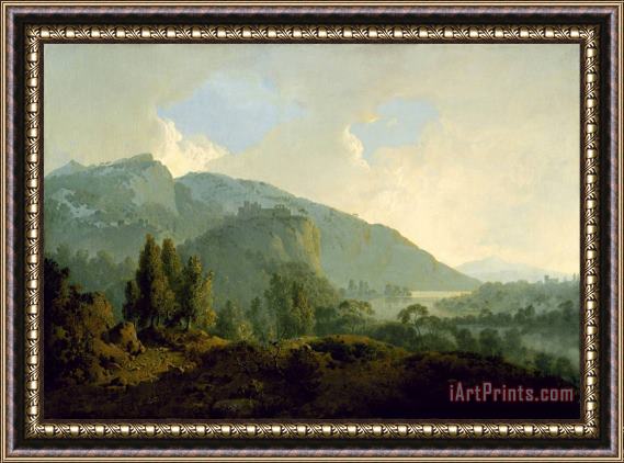 Joseph Wright  Italian Landscape with Mountains And a River Framed Painting