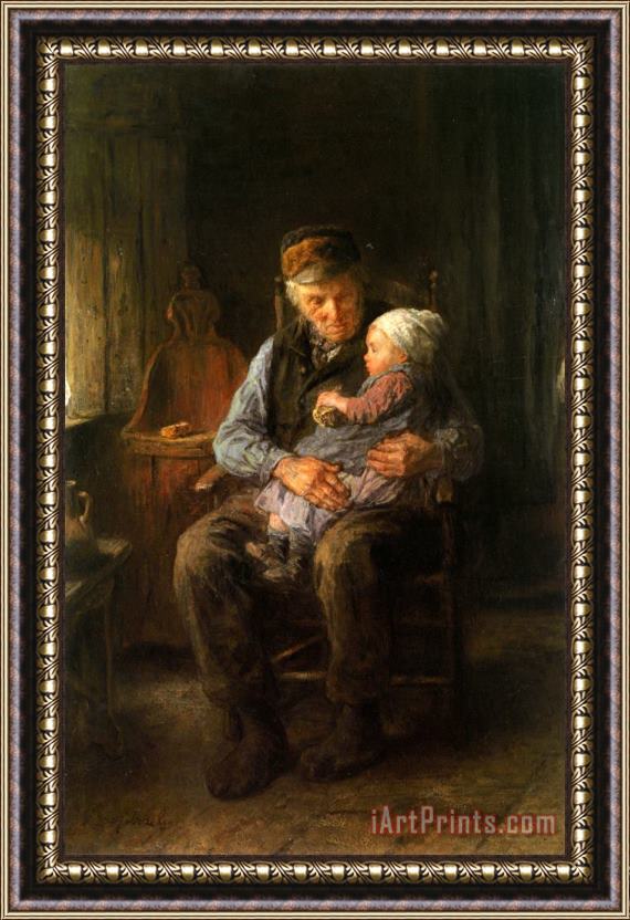 Jozef Israels In Grandfathers Arms Framed Painting
