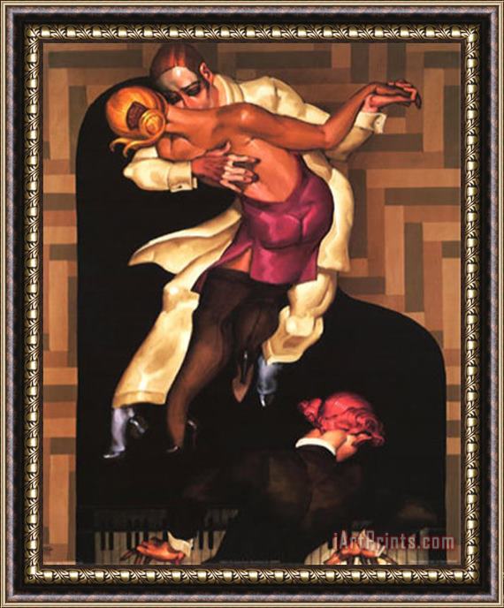 Juarez Machado Dance on Black Piano Framed Painting