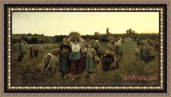 Jules Breton Calling in The Gleaners Framed Painting