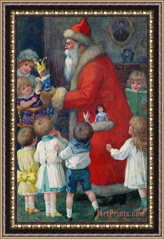 Karl Roger Father Christmas with Children Framed Painting