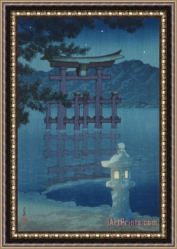 Kawase Hasui Starry Night at Miyajima (miyajima Hoshi Zuki Yo) Framed Painting