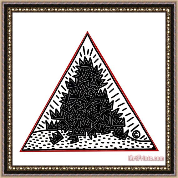 Keith Haring A Pile of Crowns for Jean Michel Basquiat 1988 Framed Painting