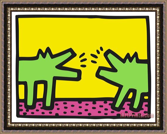Keith Haring Pop Shop Dogs Framed Painting
