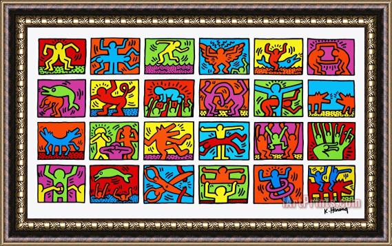 Keith Haring Retrospect 1989 Framed Painting