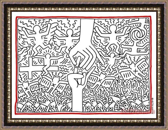 Keith Haring The Marriage of Heaven And Hell 1984 Framed Painting