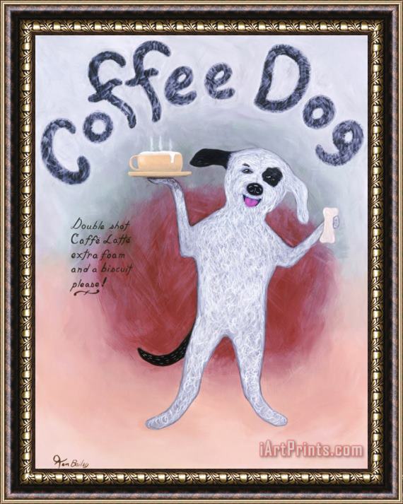 Ken Bailey Coffee Dog Framed Painting