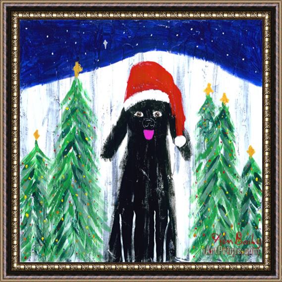 Ken Bailey Santa Dog Framed Painting