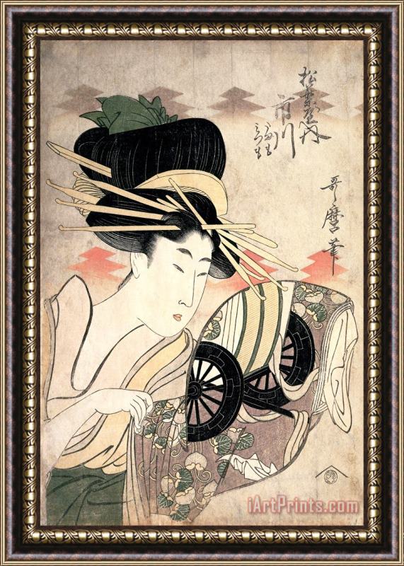 Kitagawa Utamaro The Courtesan Ichikawa of The Matsuba Establishment Framed Print
