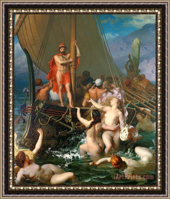Leon Auguste Adolphe Belly Ulysses and the Sirens Framed Painting
