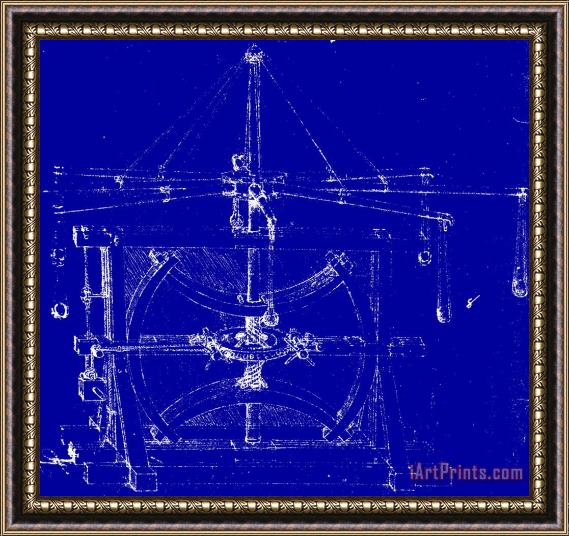 Leonardo da Vinci Machine Blueprint Framed Painting