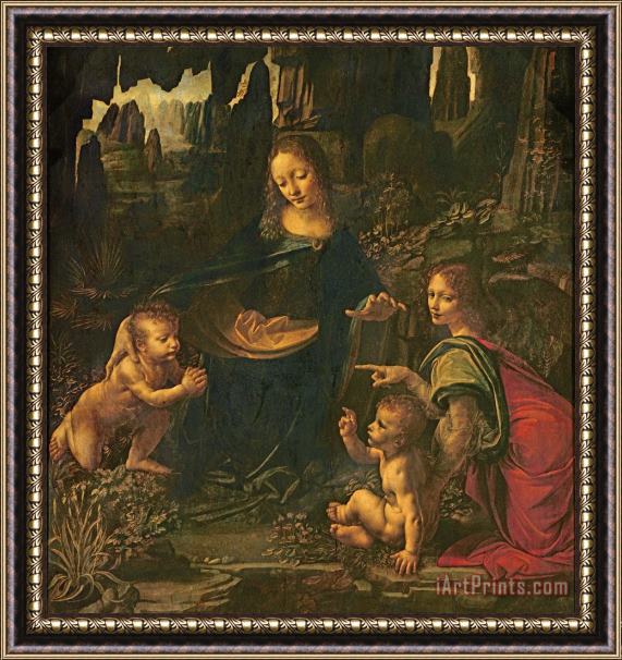 Leonardo da Vinci Madonna Of The Rocks Framed Painting