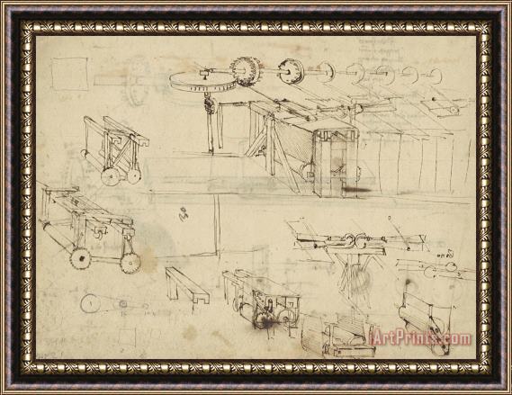 Leonardo da Vinci Shearing Machine For Fabrics And Its Components From Atlantic Codex Framed Print