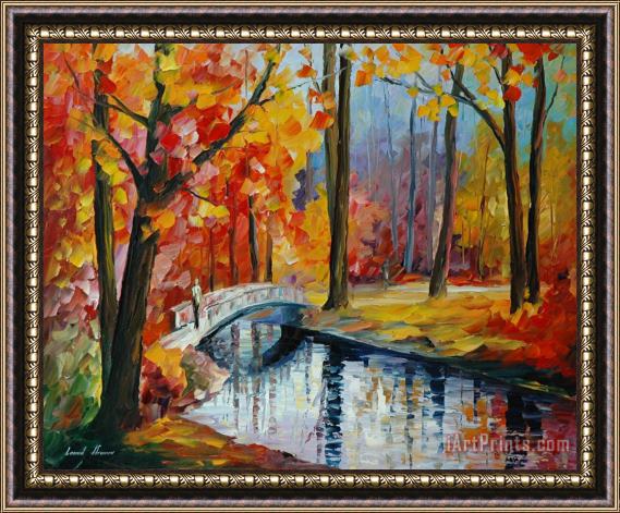 Leonid Afremov Autumn Stream Framed Print