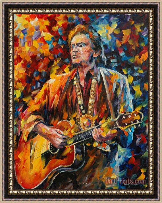 Leonid Afremov Johnny Cash Framed Painting