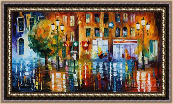 Leonid Afremov Rainy City Framed Painting