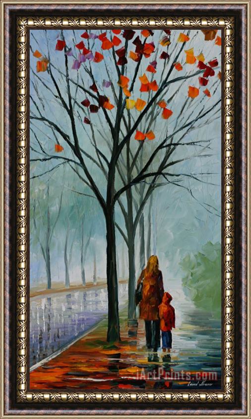 Leonid Afremov Stroll With Mama Framed Painting
