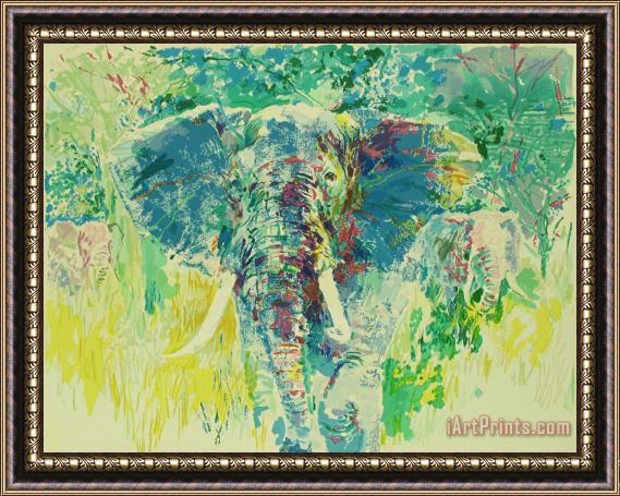 Leroy Neiman Bull Elephant Framed Painting