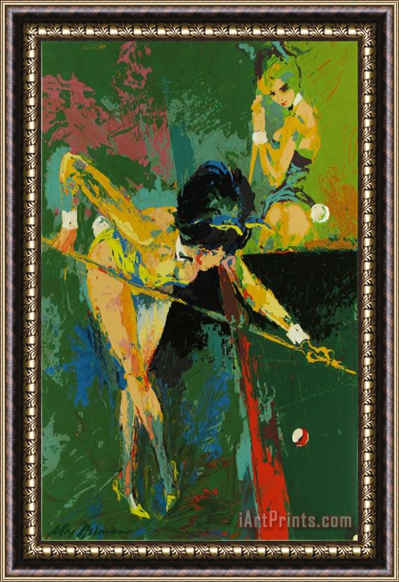Leroy Neiman Bunnies Playing Pool Framed Painting