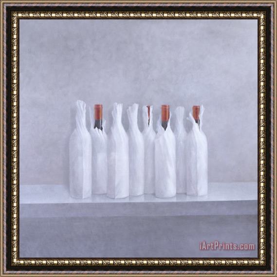 Lincoln Seligman Wrapped Bottles On Grey 2005 Framed Painting