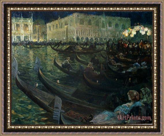 Louis Abel Truchet La Festa Del Redentore, Venice Framed Painting