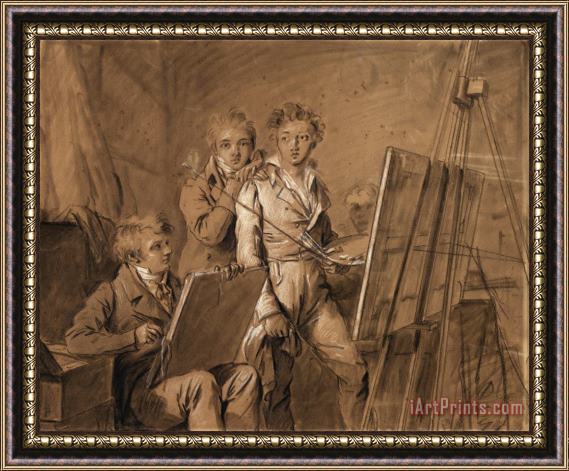 Louis Leopold Boilly Three Young Artists in a Studio Framed Print