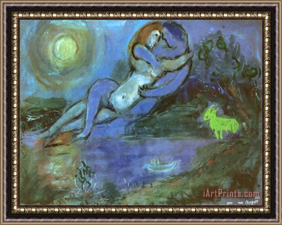 Marc Chagall Blue Couple by The Seashore Framed Print