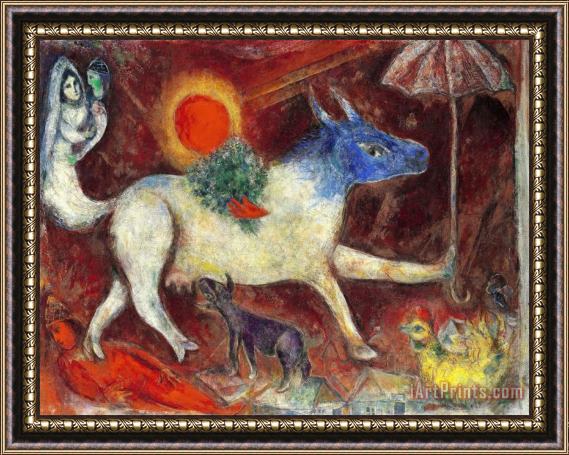 Marc Chagall Cow with Parasol 1946 Framed Painting