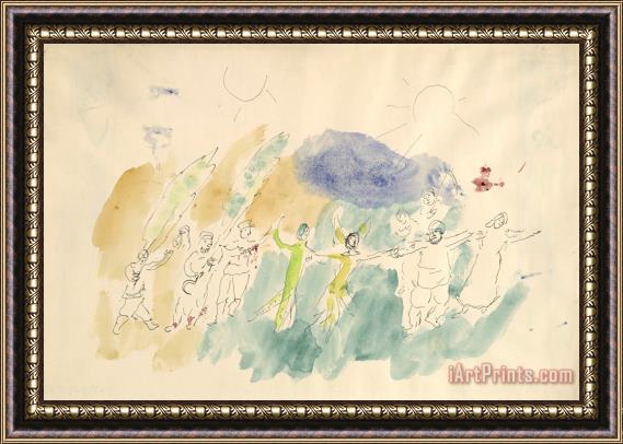 Marc Chagall Dance of Butterfly And Pan. Sketch for The Choreographer for Scene III of The Ballet Aleko. (1942) Framed Painting