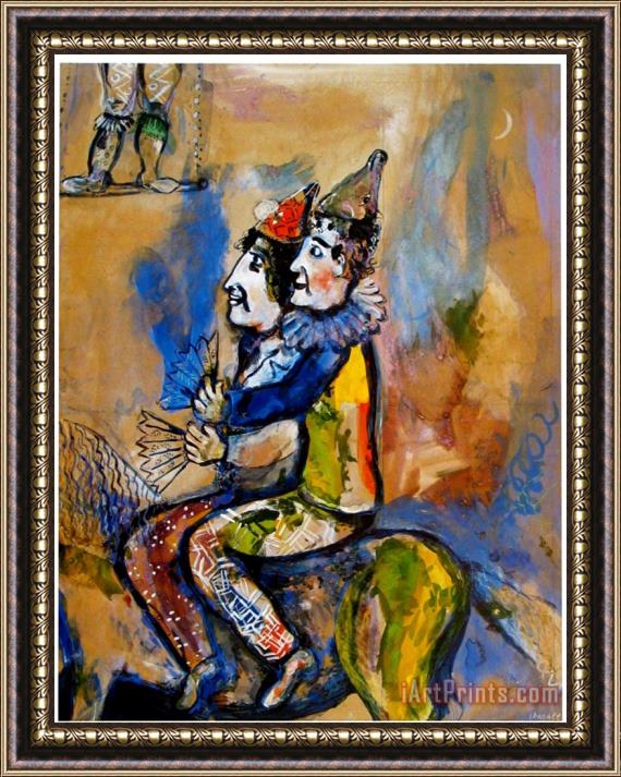 Marc Chagall Two Clowns on a Horse Back Framed Print