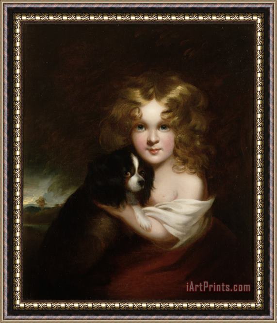 Margaret Sarah Carpenter Young Girl with a Dog Framed Painting