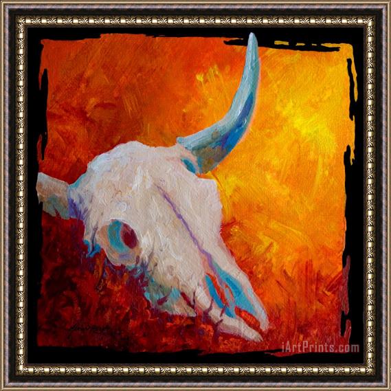 Marion Rose Texas Longhorn Skull Framed Painting
