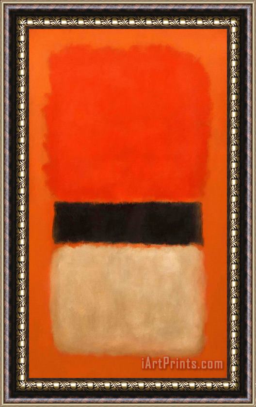 Mark Rothko Black Stripe (orange, Gold And Black), 1957 Framed Painting