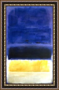 Yellow Framed Paintings - Untitled Blue Dark Blue Yellow by Mark Rothko