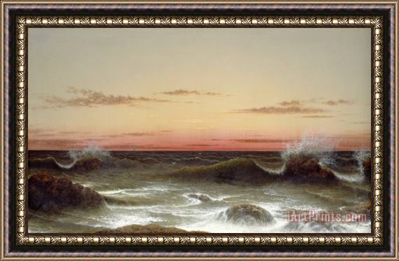 Martin Johnson Heade Seascape: Sunset Framed Painting