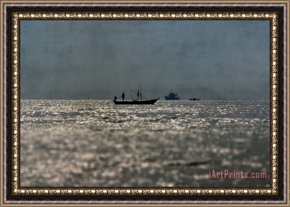 Martine Roch Night fisherman Framed Painting