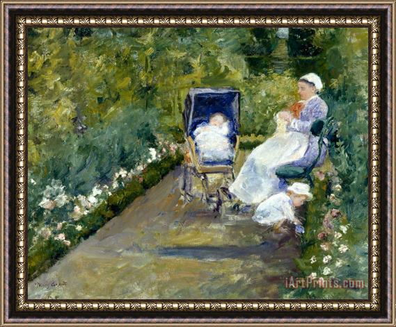 Mary Cassatt Children in a Garden (the Nurse) Framed Painting