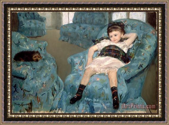 Mary Cassatt Little Girl in a Blue Armchair Framed Painting