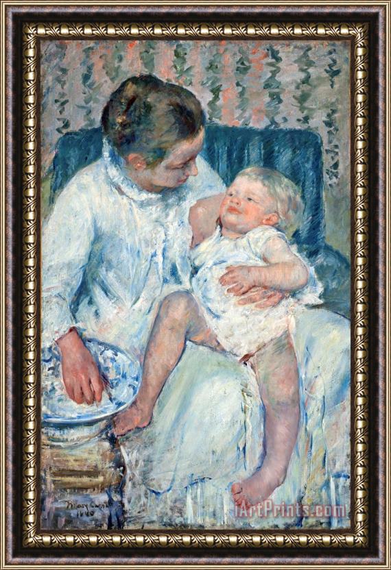 Mary Cassatt Mother About to Wash Her Sleepy Child Framed Painting