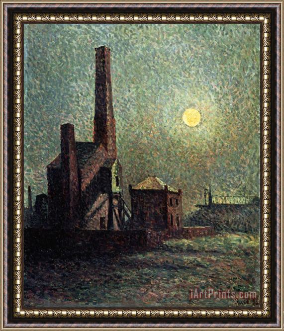 Maximilien Luce Machine by Moonlight Framed Print