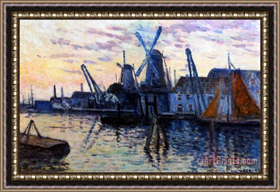 Maximilien Luce Windmills in Holland Framed Painting