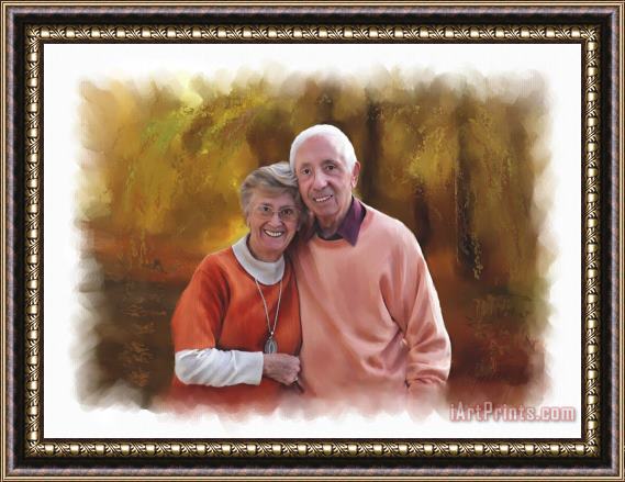 Michael Greenaway Cute Couple portrait Framed Painting
