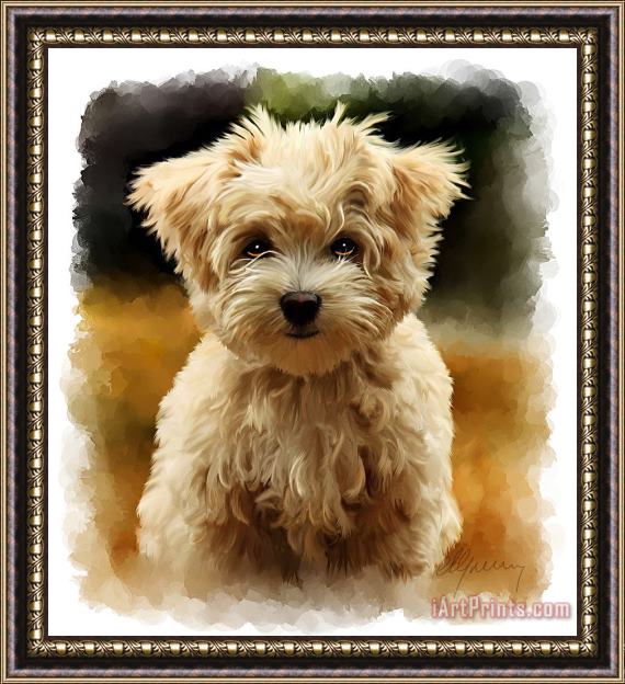 Michael Greenaway Pet Dog Portrait Framed Painting