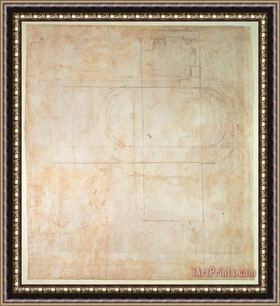 Michelangelo Buonarroti Architectural Drawing Pencil on Paper Framed Painting